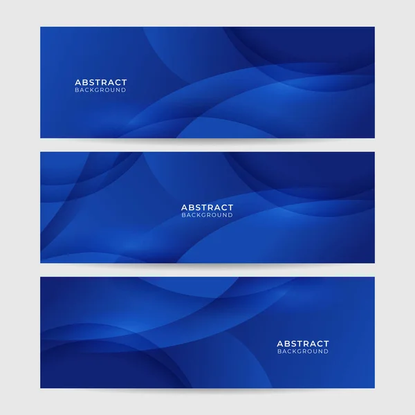 Set Modern Abstract Dark Blue Banner Background Vector Illustration Template — Stock Vector