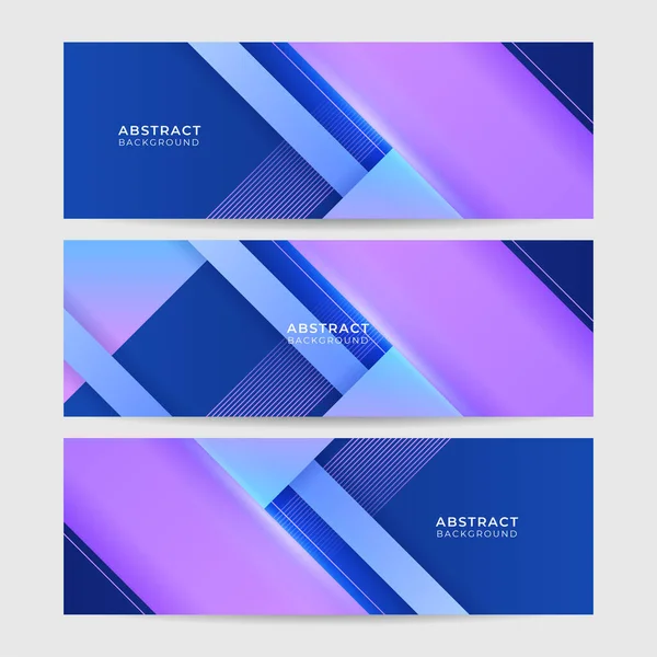 Set Modern Abstract Dark Blue Banner Background Vector Illustration Template — Stock Vector