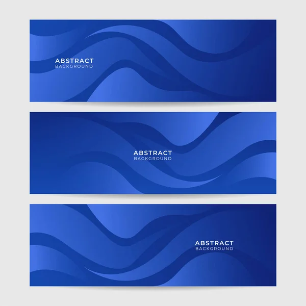 Set Modern Abstract Dark Blue Banner Background Vector Illustration Template — Stockvektor