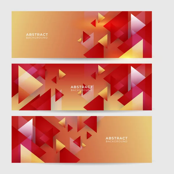 Modern Abstract Dark Red Banner Background Set Modern Triangle Red — Vettoriale Stock