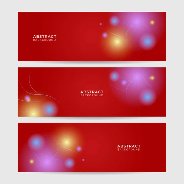 Modern Abstract Dark Red Banner Background Set Beautiful Circle Light — Stockvektor