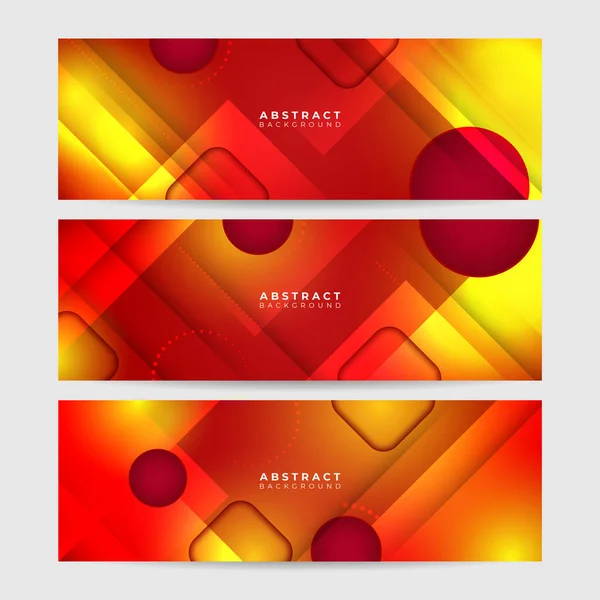 Modern Abstract Dark Red Orange Yellow Banner Background Set Gradient — ストックベクタ
