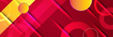 Modern soyut koyu kırmızı turuncu pankart arka planı. Gradyan memphis kırmızı ve sarı renkli Soyut geniş pankart tasarımı arka plan