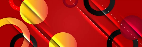 Modern Abstract Dark Red Orange Yellow Banner Background Gradient Circle — Stock Vector