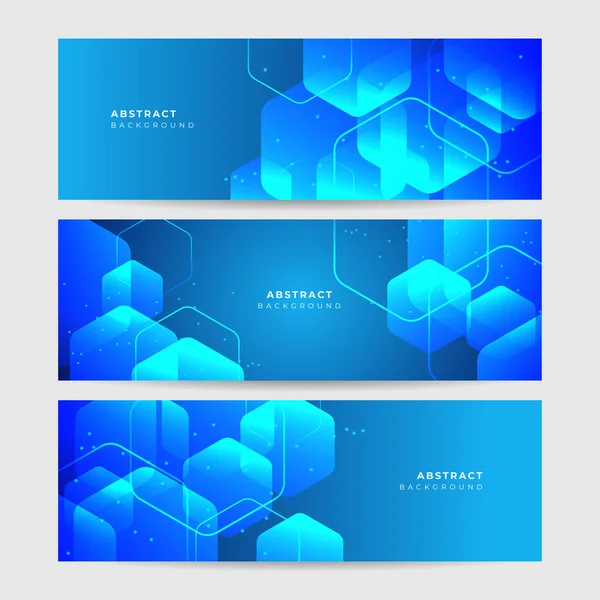 Set Modern Abstract Dark Blue Banner Background Vector Illustration Template — Image vectorielle