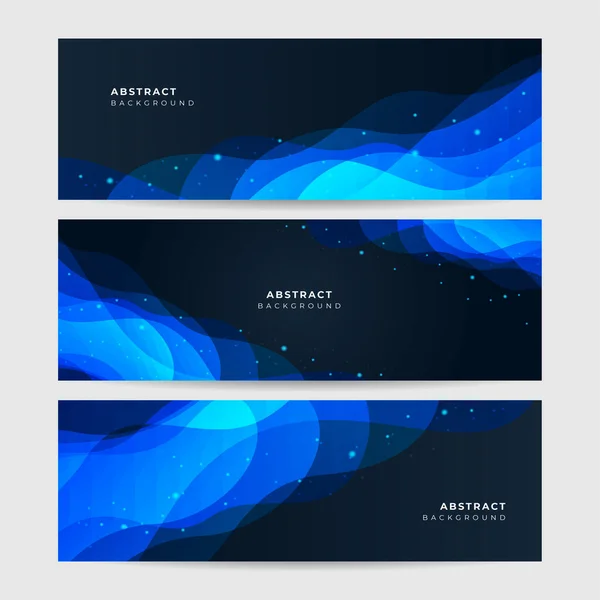 Set Modern Abstract Dark Blue Banner Background Vector Illustration Template — Image vectorielle
