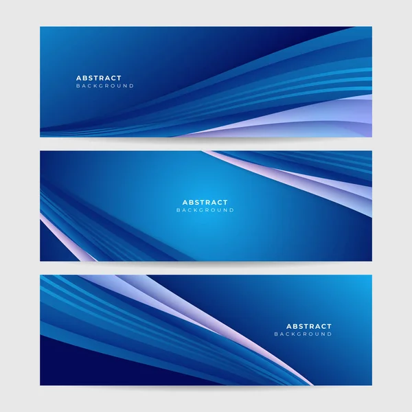 Set Van Moderne Abstracte Donkerblauwe Banner Achtergrond Vector Illustratie Sjabloon — Stockvector