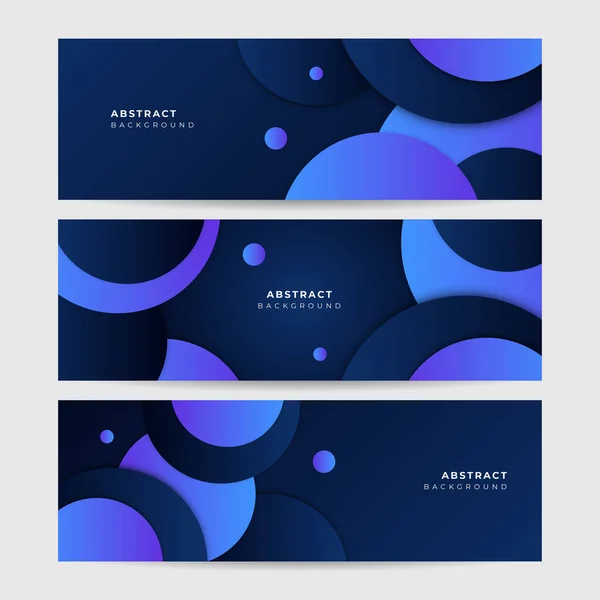 Set Modern Abstract Dark Blue Banner Background Vector Illustration Template — Vettoriale Stock