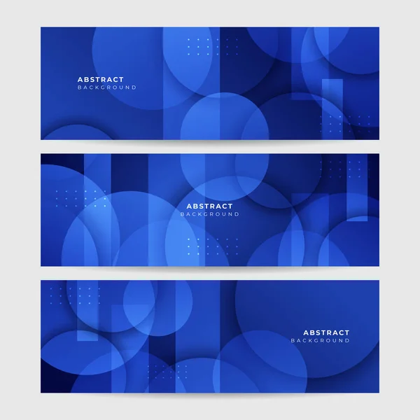 Set Modern Abstract Dark Blue Banner Background Vector Illustration Template — Stockvektor