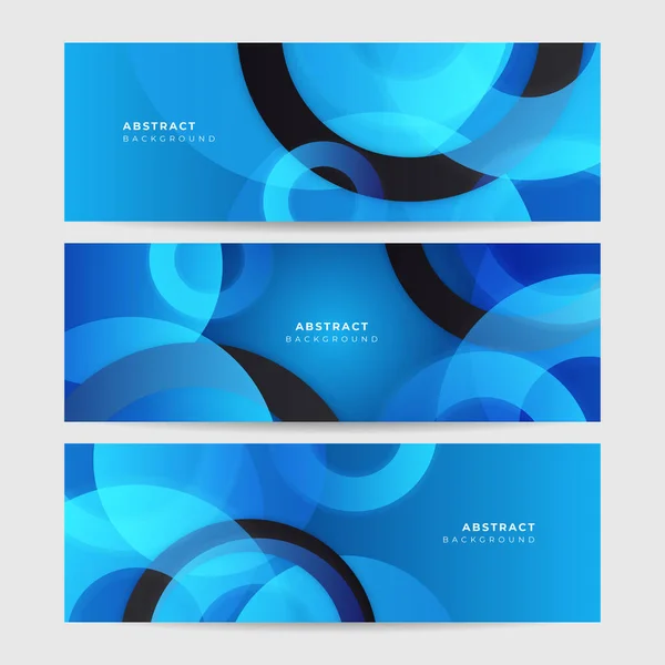 Set Modern Abstract Dark Blue Banner Background Vector Illustration Template — Stockvektor