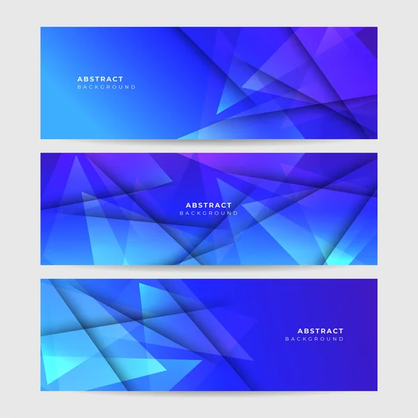 Set Modern Abstract Dark Blue Banner Background Vector Illustration Template — Image vectorielle