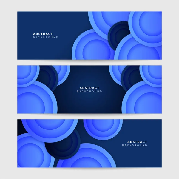 Set Modern Abstract Dark Blue Banner Background Vector Illustration Template — Stock Vector