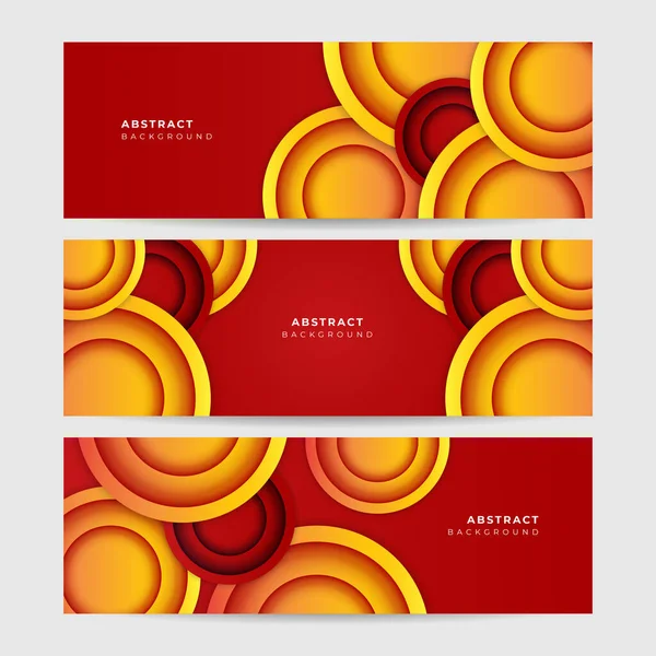 Modern Abstract Dark Red Orange Yellow Banner Background Set Circle — Stock Vector