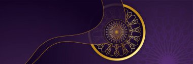 Ramadhan mor renkli geniş pankart tasarımı arka planı