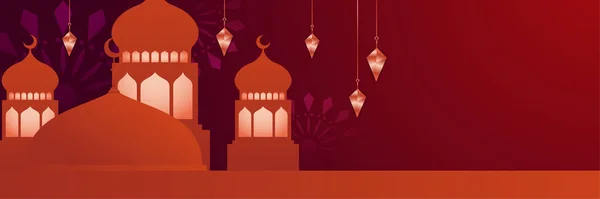 Fond Bannière Ramadan Karéem Islamique Avec Motif Croissant Lune Étoile — Image vectorielle