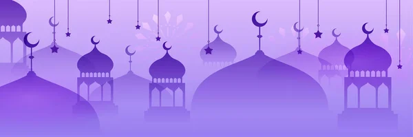 Islamische Ramadan Kareem Banner Hintergrund Mit Halbmond Muster Mond Stern — Stockvektor