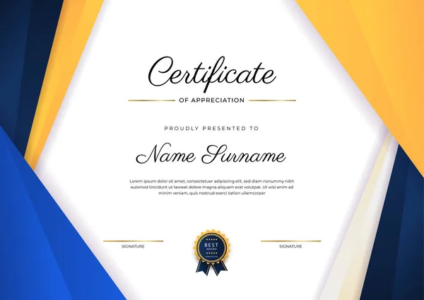 Moderní Elegantní Barevný Diplom Certifikát Šablony Certifikát Dosažení Hranice Šablony — Stockový vektor
