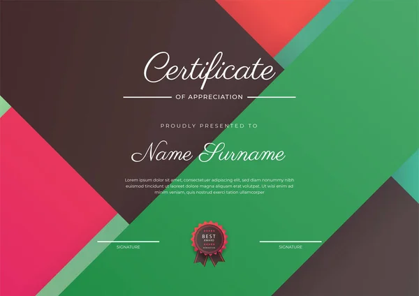 Modern Elegant Colorful Diploma Certificate Template Certificate Achievement Border Template — Vetor de Stock