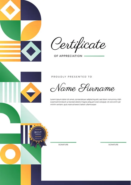 Modern Elegant Colorful Diploma Certificate Template Certificate Achievement Border Template — Stockový vektor
