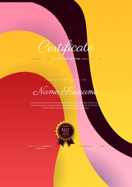 Modèle Moderne Élégant Coloré Certificat Diplôme Modèle Frontière Certificat Réussite — Image vectorielle