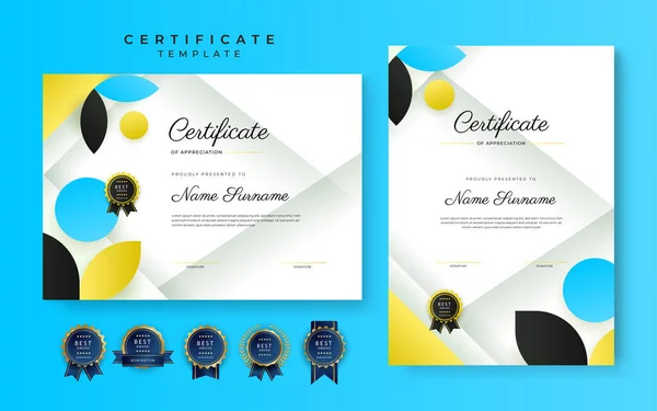 Modern Blue Certificate Achievement Border Template Luxury Badge Modern Line — Stock vektor