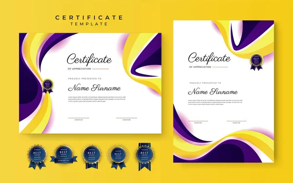 Modern Blue Certificate Achievement Border Template Luxury Badge Modern Line — Stock vektor