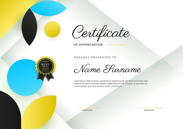 Moderne Elegante Kleurrijke Diploma Certificaat Template Certificaat Van Prestatie Grens — Stockvector