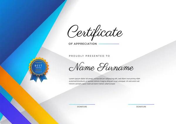 Modern Elegant Colorful Diploma Certificate Template Certificate Achievement Border Template — Vector de stock