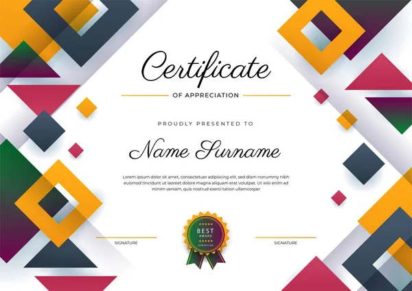 Modern Elegant Colorful Diploma Certificate Template Certificate Achievement Border Template — Image vectorielle