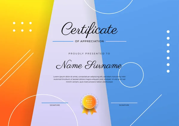 Modèle Moderne Élégant Coloré Certificat Diplôme Modèle Frontière Certificat Réussite — Image vectorielle