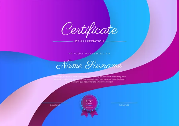 Modèle Moderne Élégant Coloré Certificat Diplôme Modèle Frontière Certificat Réussite — Image vectorielle