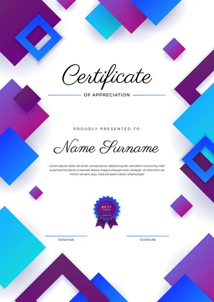 Modern Elegant Colorful Diploma Certificate Template Certificate Achievement Border Template — Stockvector