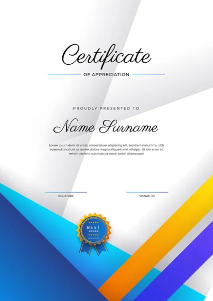 Modern Elegant Colorful Diploma Certificate Template Certificate Achievement Border Template —  Vetores de Stock