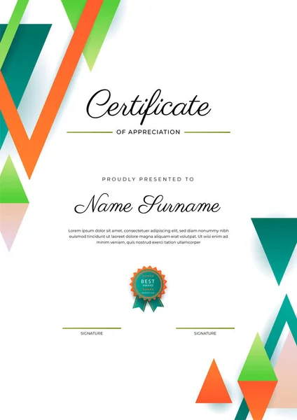 Modern Elegant Colorful Diploma Certificate Template Certificate Achievement Border Template — Archivo Imágenes Vectoriales