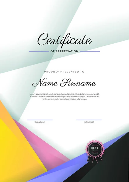 Modern Elegant Colorful Diploma Certificate Template Certificate Achievement Border Template — Stock vektor