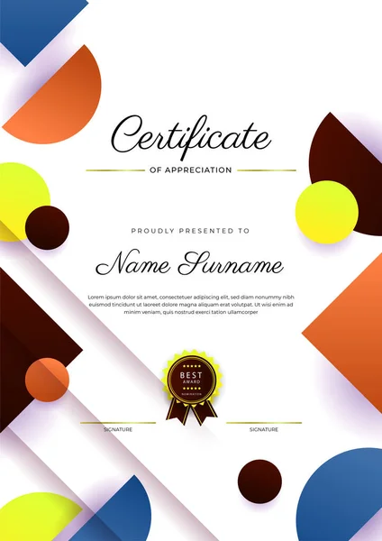 Modern Elegant Colorful Diploma Certificate Template Certificate Achievement Border Template — Stock Vector