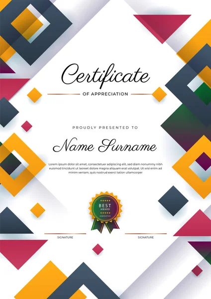 Modern Elegant Colorful Diploma Certificate Template Certificate Achievement Border Template — Stock Vector