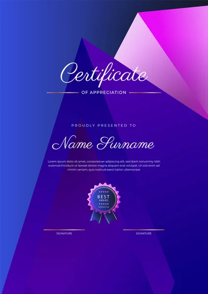 Moderní Elegantní Barevný Diplom Certifikát Šablony Certifikát Dosažení Hranice Šablony — Stockový vektor
