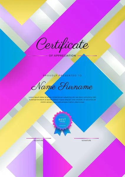 Modern Elegant Colorful Diploma Certificate Template Certificate Achievement Border Template — Vetor de Stock