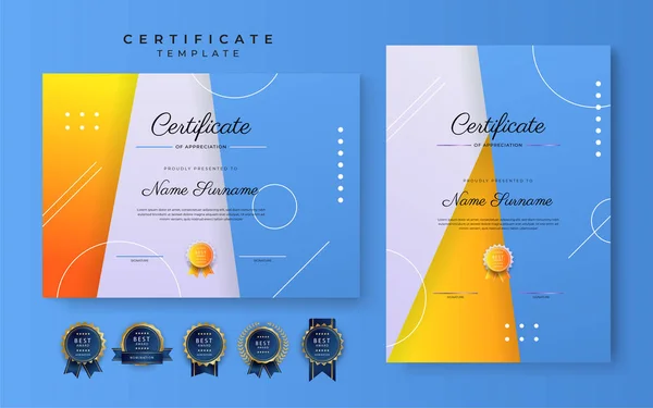 Modern Blue Certificate Achievement Border Template Luxury Badge Modern Line — Image vectorielle