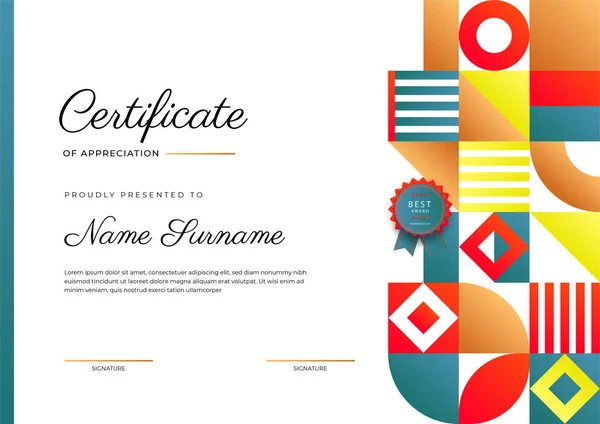 Modern Elegant Colorful Diploma Certificate Template Certificate Achievement Border Template — Archivo Imágenes Vectoriales