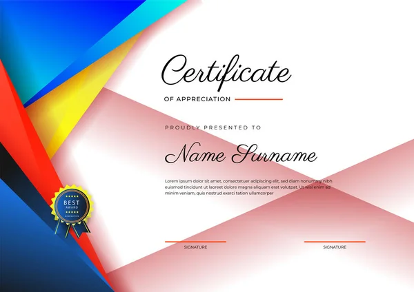 Сучасний Елегантний Барвистий Шаблон Сертифіката Диплома Сертифікат Досягнень Шаблону Кордону — стоковий вектор