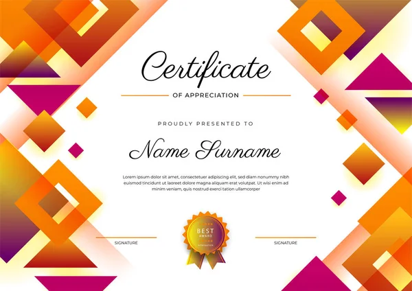 Modern Elegant Colorful Diploma Certificate Template Certificate Achievement Border Template — Stock vektor