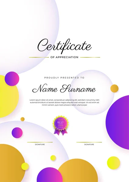 Modern Elegant Colorful Diploma Certificate Template Certificate Achievement Border Template — Stockvektor