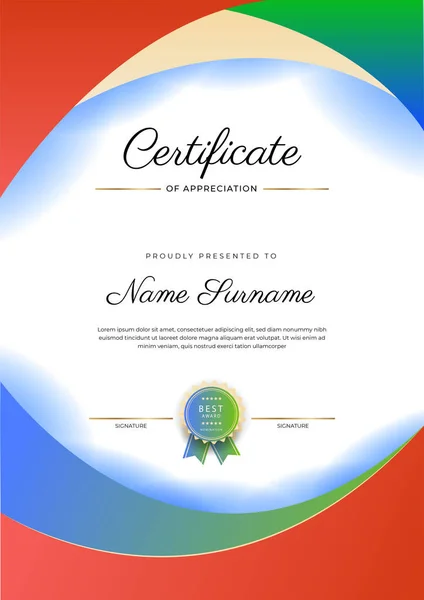 Modern Elegant Colorful Diploma Certificate Template Certificate Achievement Border Template — Stock vektor