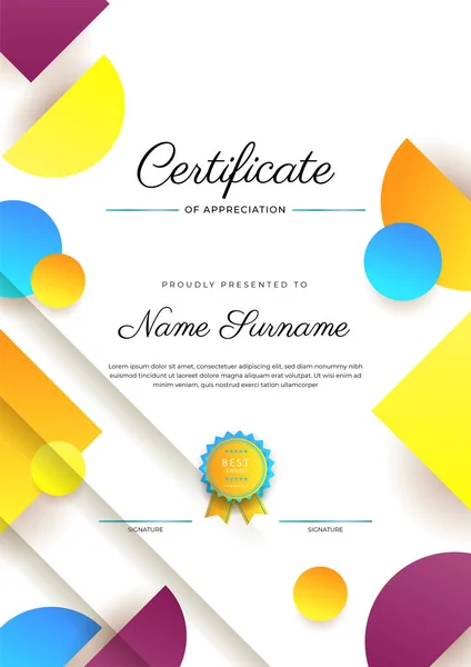Modern Elegant Colorful Diploma Certificate Template Certificate Achievement Border Template — ストックベクタ