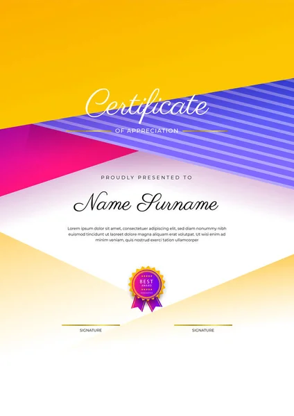 Modern Elegant Colorful Diploma Certificate Template Certificate Achievement Border Template — Vetor de Stock