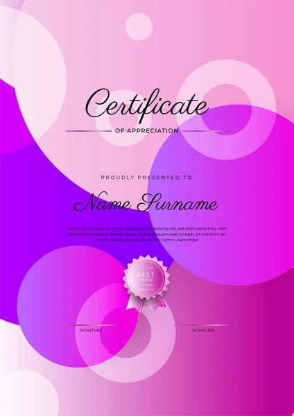 Modèle Moderne Élégant Coloré Certificat Diplôme Modèle Frontière Certificat Réussite — Image vectorielle