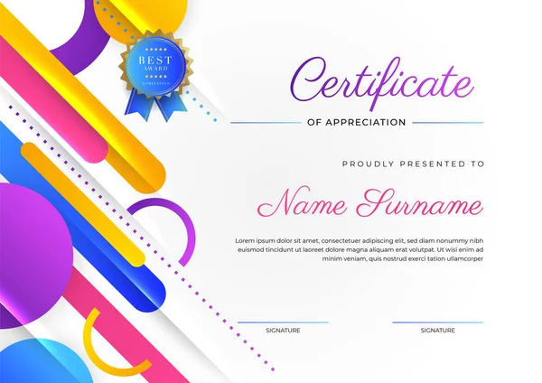 Modern Elegant Colorful Diploma Certificate Template Certificate Achievement Border Template — Stock Vector