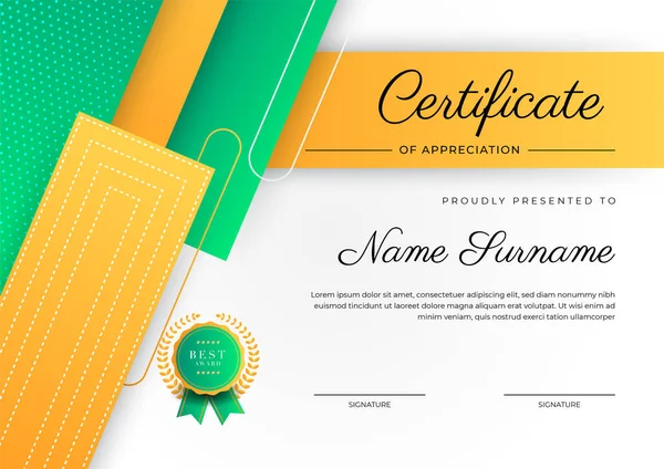 Modern Elegant Colorful Diploma Certificate Template Certificate Achievement Border Template — Stockvector